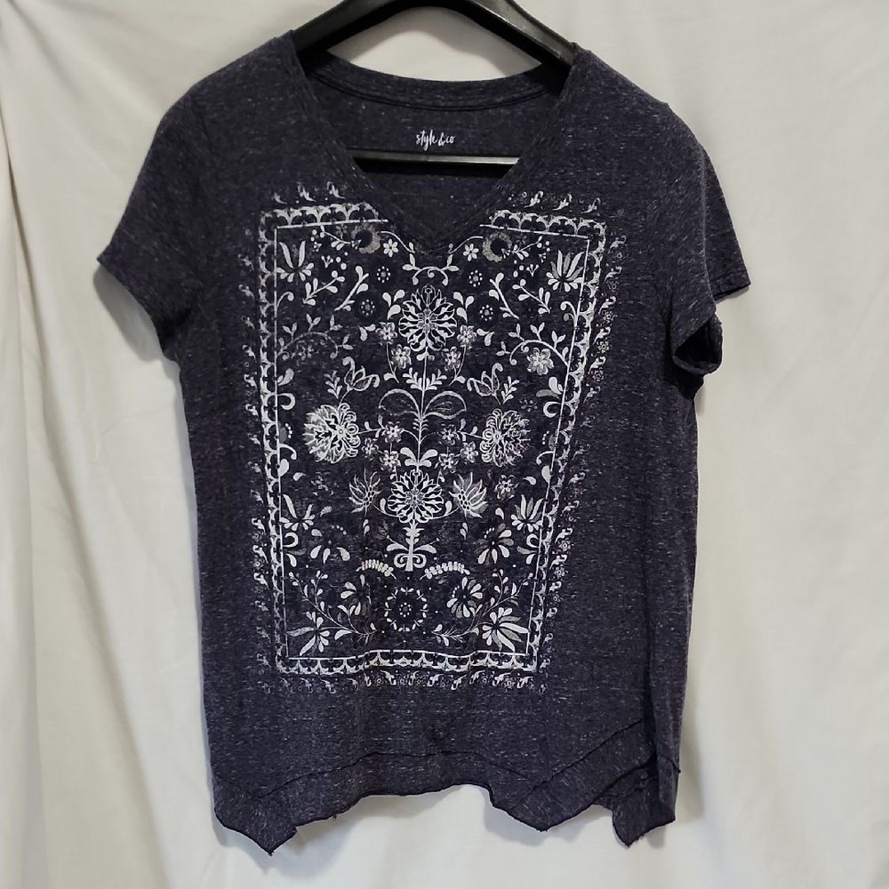 Style & Co. Heathered Navy Top